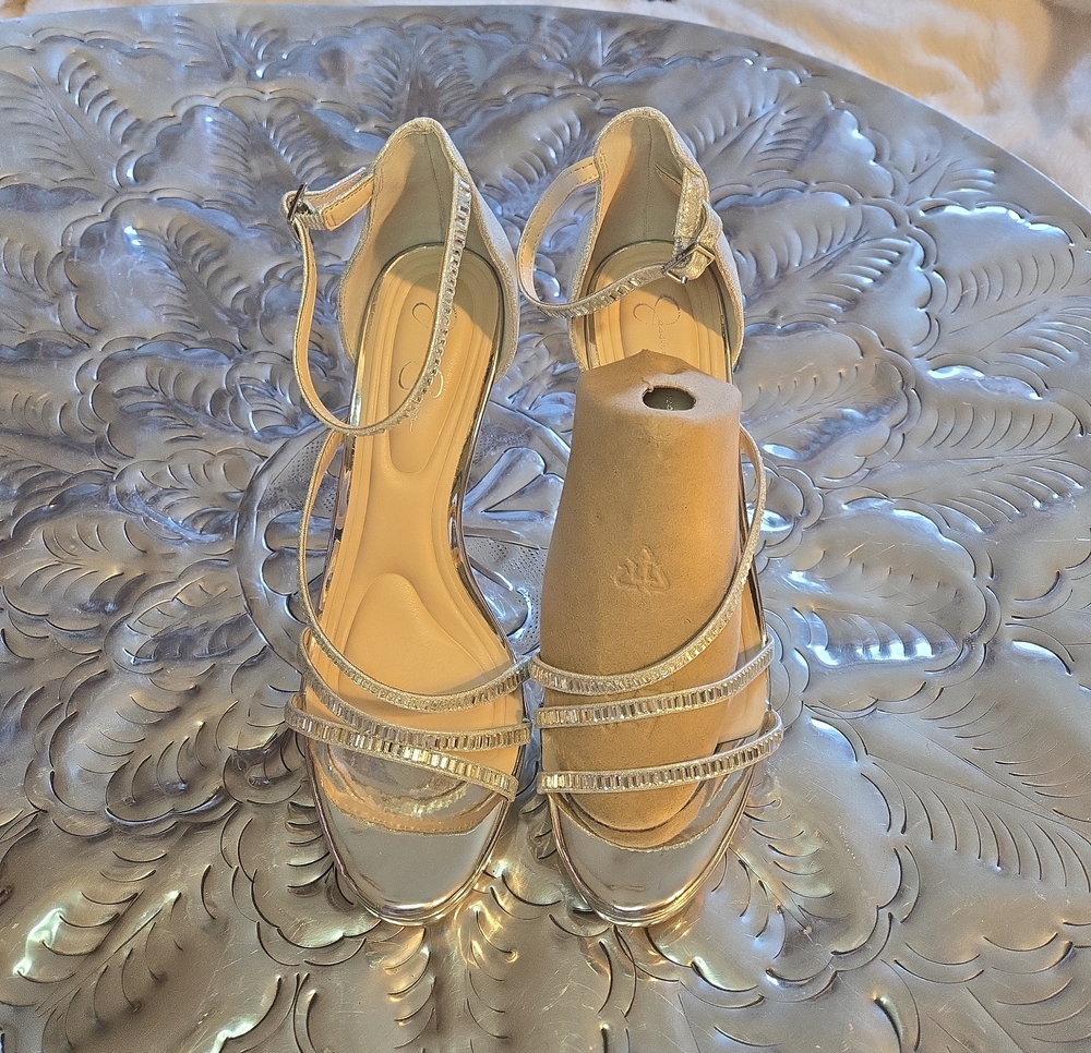 Jessica Simpson Silver Strappy Heeled Sandals